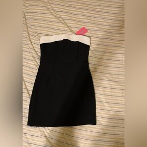 Edikted Strapless Black Dress with White Trim